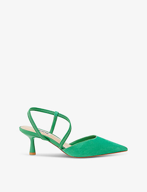 DUNE: Citrus asymmetric heeled suede court shoes