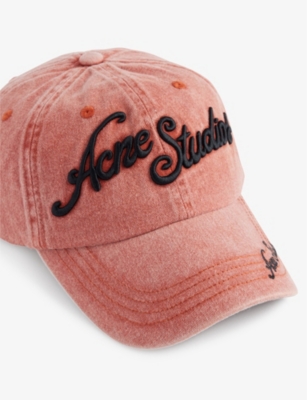 Shop Acne Studios Brand-embroidered Six-panel Cotton-canvas Baseball Cap In Brick Red