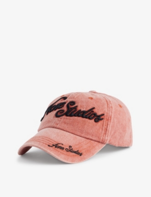 Acne Studios Mens Brick Red Brand-embroidered Six-panel Cotton-canvas Baseball Cap