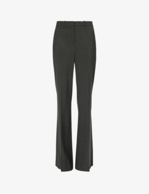 Shop Theory Womens Charcoal Melange - A08 Demitria Boot-leg Mid-rise Stretch-wool Trousers