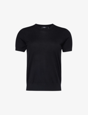 THEORY: Round-neck wool-blend knitted T-shirt