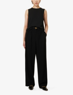 THEORY: Sleeveless round-neck silk top