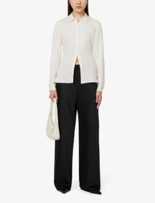 THEORY: Curved-hem regular-fit silk shirt