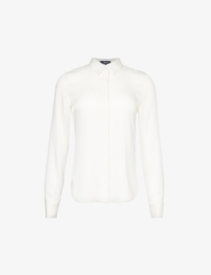 THEORY: Curved-hem regular-fit silk shirt