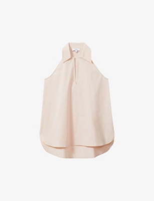 REISS: Layla open-collar stretch-cotton top