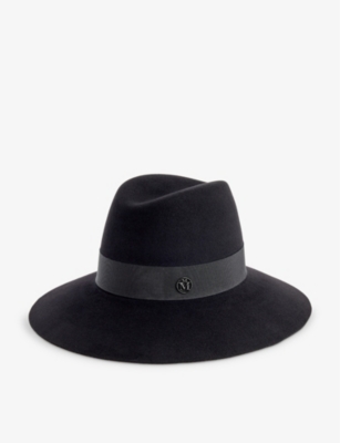 Shop Maison Michel Women's Black Kate Ribbon-embellished Wool Hat