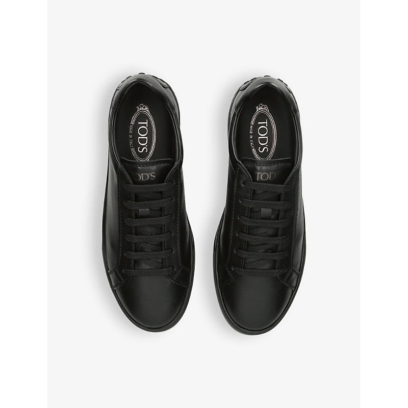 Shop Tod's Allacciata Cassetta Leather Low-top Trainers In Black