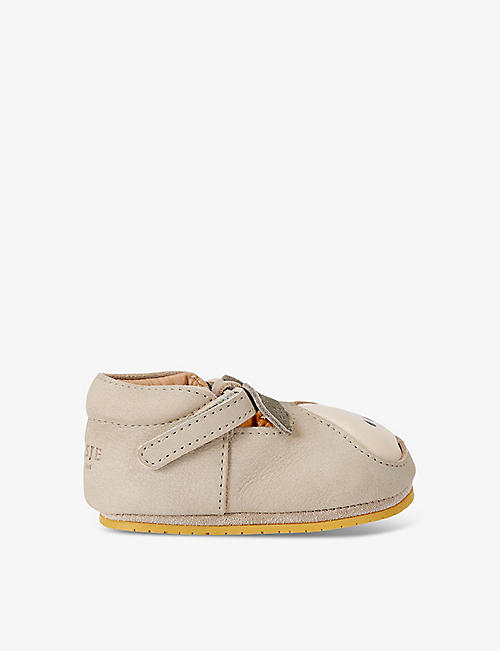 DONSJE: Baby Nanoe Pear T-bar leather shoes