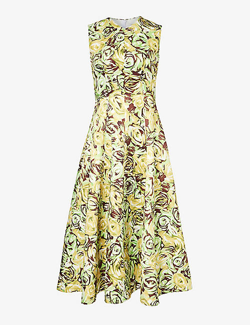 EMILIA WICKSTEAD: Floral-print flared-hem woven maxi dress