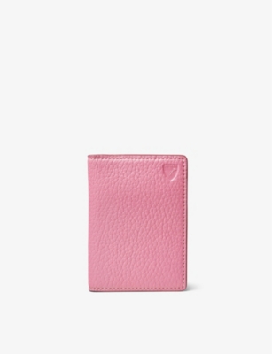 Shop Aspinal Of London Candy Pink Double-folded Pebble Leather Credit-card Holder