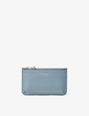 Shop Aspinal Of London Cornflower Ella Peddle-embossed Grained-leather Card And Coin Holder