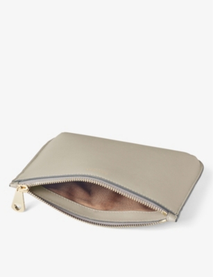 Shop Aspinal Of London Women's Dove Grey Ella Medium Smooth-leather Pouch