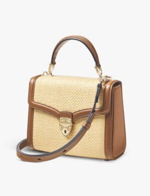 Shop Aspinal Of London Women's Neutral Mayfair Midi Contrast-weave Leather Shoulder Bag