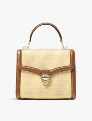 Shop Aspinal Of London Women's Neutral Mayfair Midi Contrast-weave Leather Shoulder Bag