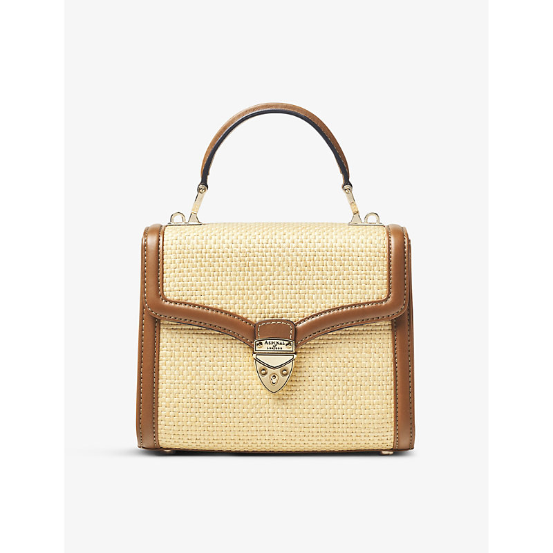 Aspinal Of London Womens Neutral Mayfair Midi Contrast-weave Leather Shoulder Bag In Metallic