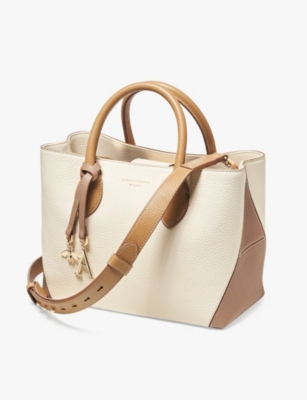 Shop Aspinal Of London Women's Taupe London Logo-print Leather Tote Bag