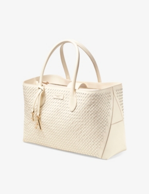 Aspinal Of London Womens Ivory London Logo-print Leather Tote Bag In Ivory