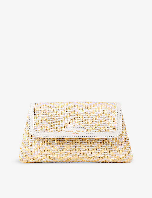 ASPINAL OF LONDON: Evening raffia and leather clutch