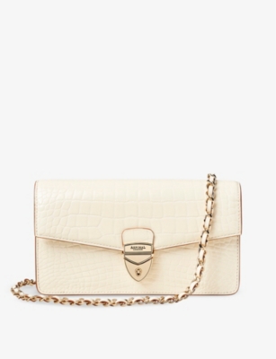Shop Aspinal Of London Ivory Mayfair Leather Clutch