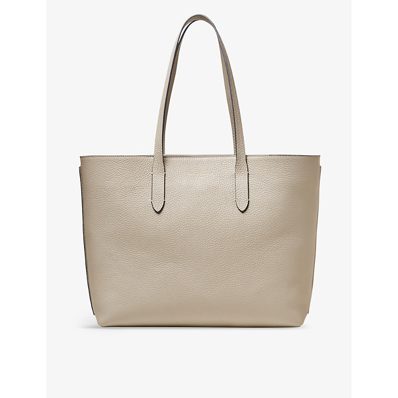 Aspinal Of London Dove Grey Regent Leather Tote Bag