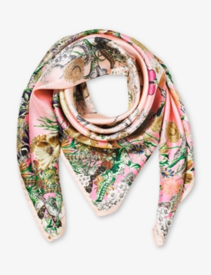 ASPINAL OF LONDON: Graphic-print square silk scarf