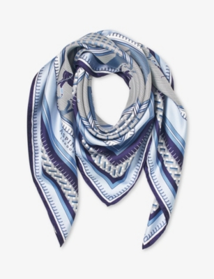 ASPINAL OF LONDON: Horse-print square silk scarf