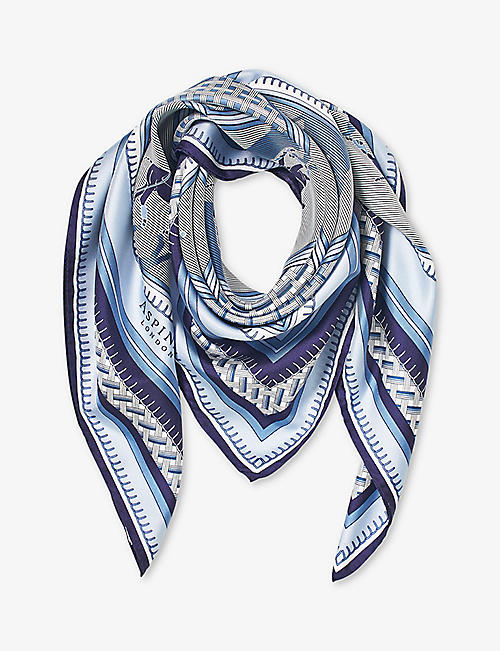 ASPINAL OF LONDON: Horse-print square silk scarf