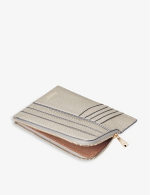 Shop Aspinal Of London Dove Grey Logo-embossed Leather Travel Wallet