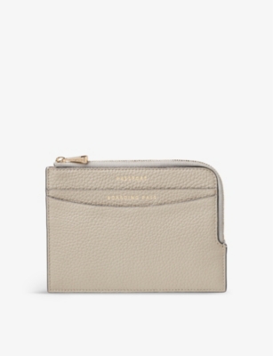 Shop Aspinal Of London Dove Grey Logo-embossed Leather Travel Wallet