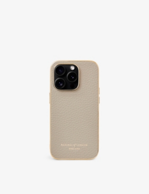ASPINAL OF LONDON: Logo-embossed leather iPhone 15 Pro phone case