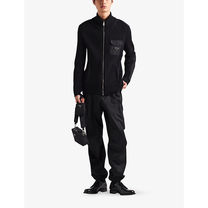 Shop Prada Re-nylon Regular-fit Straight-leg Recycled-polyamide Trousers In Black