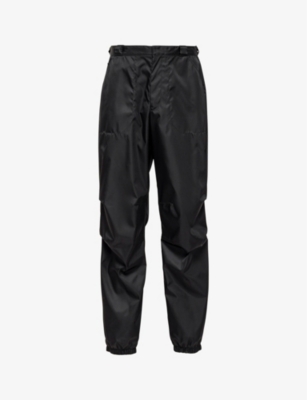 Shop Prada Re-nylon Regular-fit Straight-leg Recycled-polyamide Trousers In Black