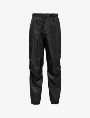 Prada Mens Black Re-nylon Regular-fit Straight-leg Recycled-polyamide Trousers In Black