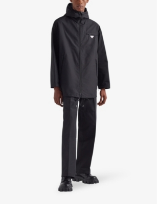 Prada Mens Black Straight-leg Regular-fit Cotton Trousers In Black
