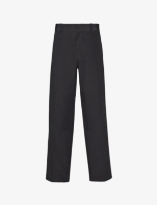 Prada Mens Black Straight-leg Regular-fit Cotton Trousers In Black