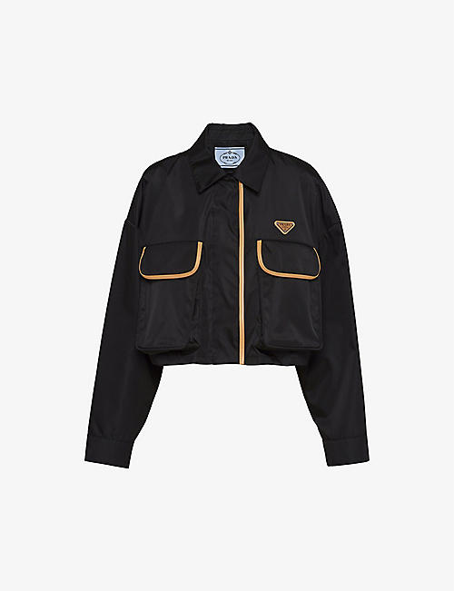 PRADA: Re-Nylon contrast-trim cropped jacket