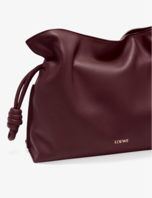 Shop Loewe Women's Dark Burgundy Flamenco Knotted Leather Clutch Bag