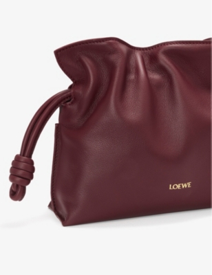 Shop Loewe Womens Dark Burgundy Flamenco Mini Leather Clutch Bag