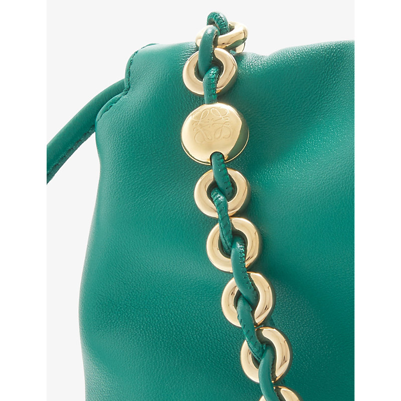 Shop Loewe Women's Emerald Green Flamenco Leather Clutch Bag