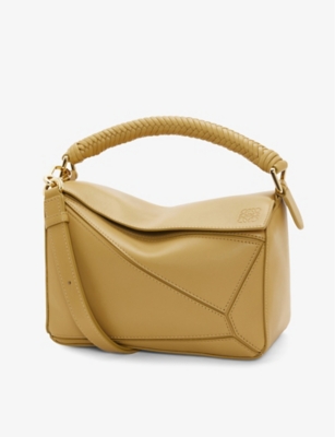 Loewe Puzzle S号皮革单肩包 In Dark Butter