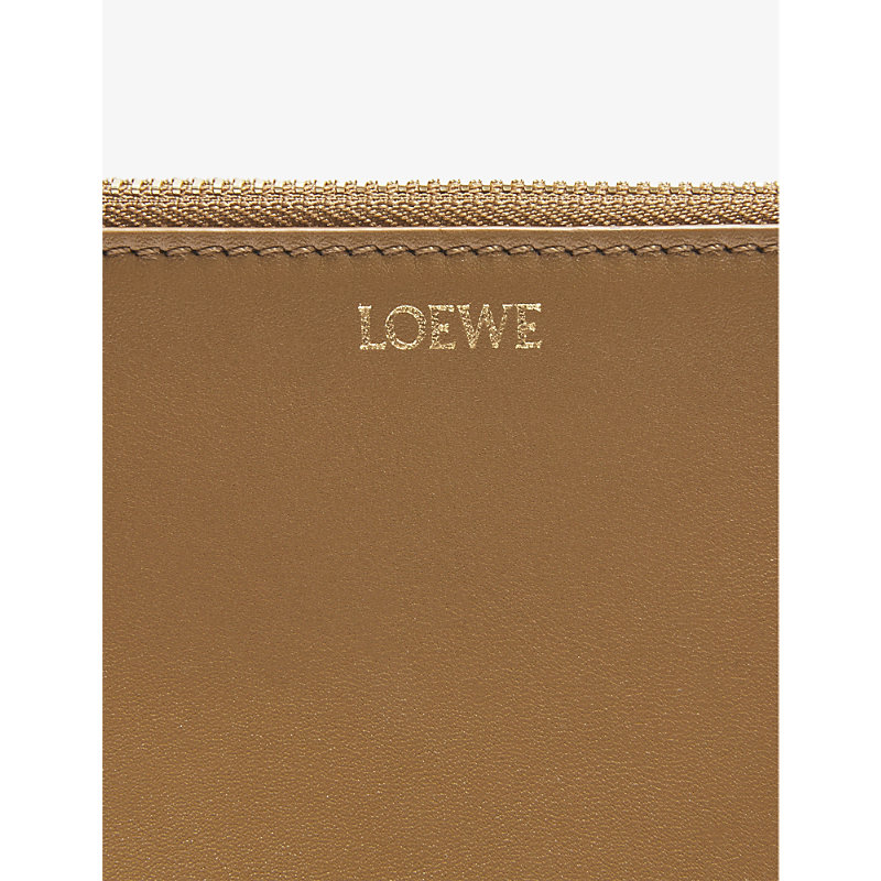 Shop Loewe Womens Oak/black Knot Foil-logo Leather Pouch