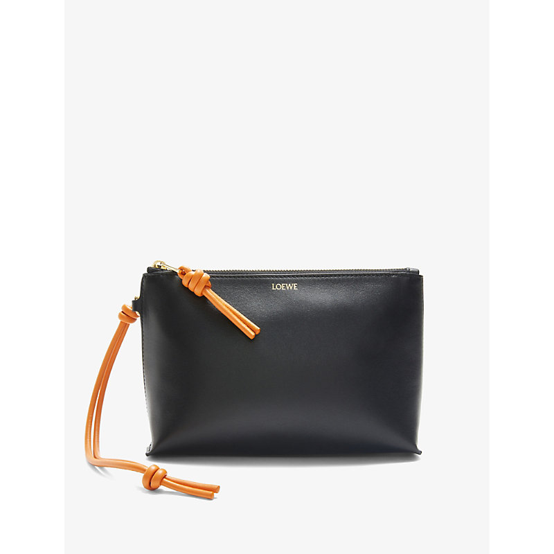 Loewe Knot Foil-logo Leather Pouch In Black