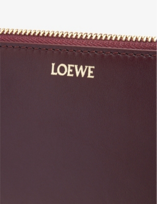 Shop Loewe Women's Burgundy/emerald Knot Foil-logo Leather Pouch