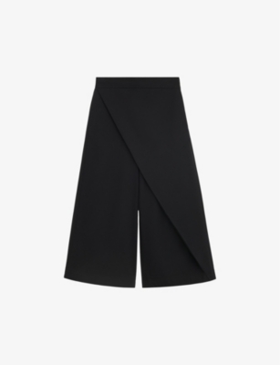 LOEWE: Wrap-over wide-leg mid-rise cotton-blend cropped trousers