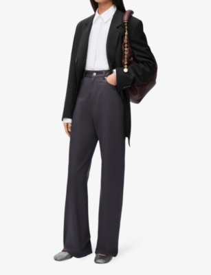 Loewe Pleated Bib-front Wingtip Collared Striped Shirt In Optic White