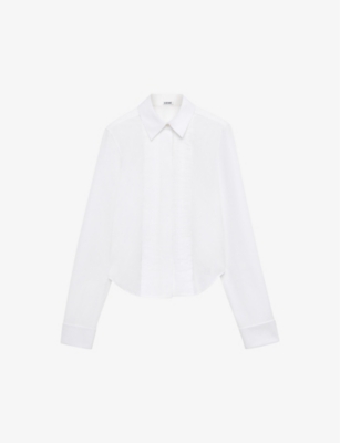 Loewe Pleated Bib-front Wingtip Collared Striped Shirt In Optic White
