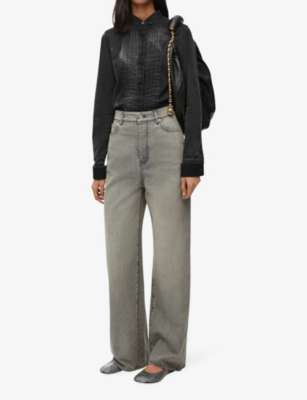 Loewe Women Pleated Denim Jeans In Multicolor