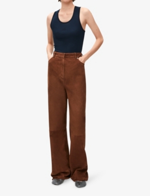 Loewe Silk Logo-embroidered Tank Top In Deep Marine
