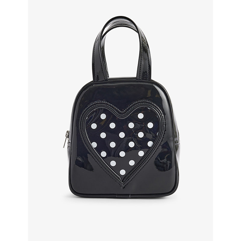 Comme Des Garçons Comme Des Garcons Black Heart-embellished Shell Top-handle Bag