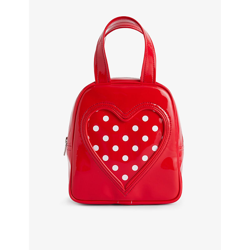 Comme Des Garçons Comme Des Garcons Red Heart-embellished Shell Top-handle Bag